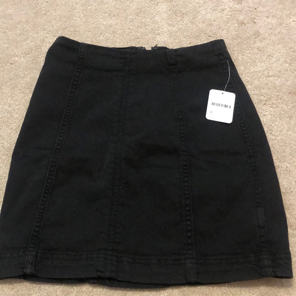 NWT Free People Black Denim Skirt